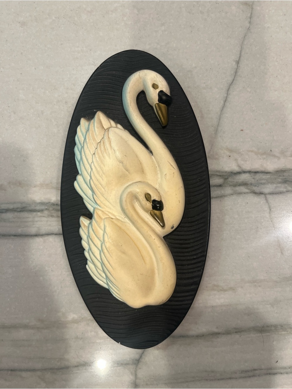 Vintage Chalkware Miller Studio 1965 Swan Wall Plaque